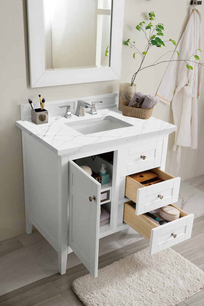36" Palisades Single Bathroom Vanity, Bright White
