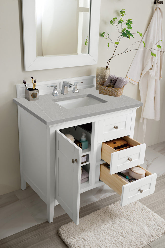 36" Palisades Single Bathroom Vanity, Bright White