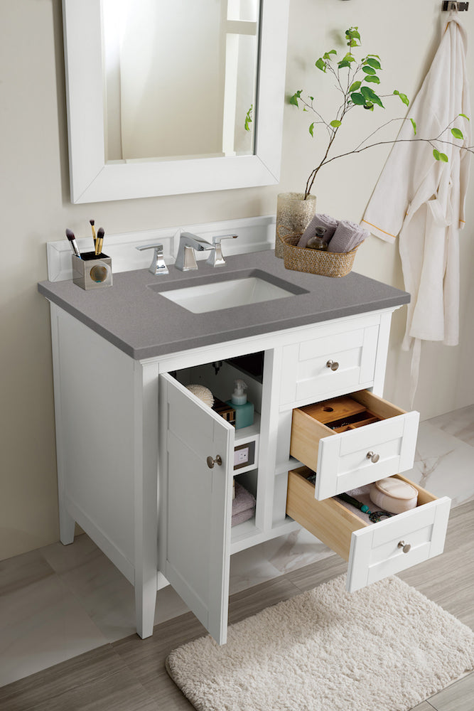 36" Palisades Single Bathroom Vanity, Bright White