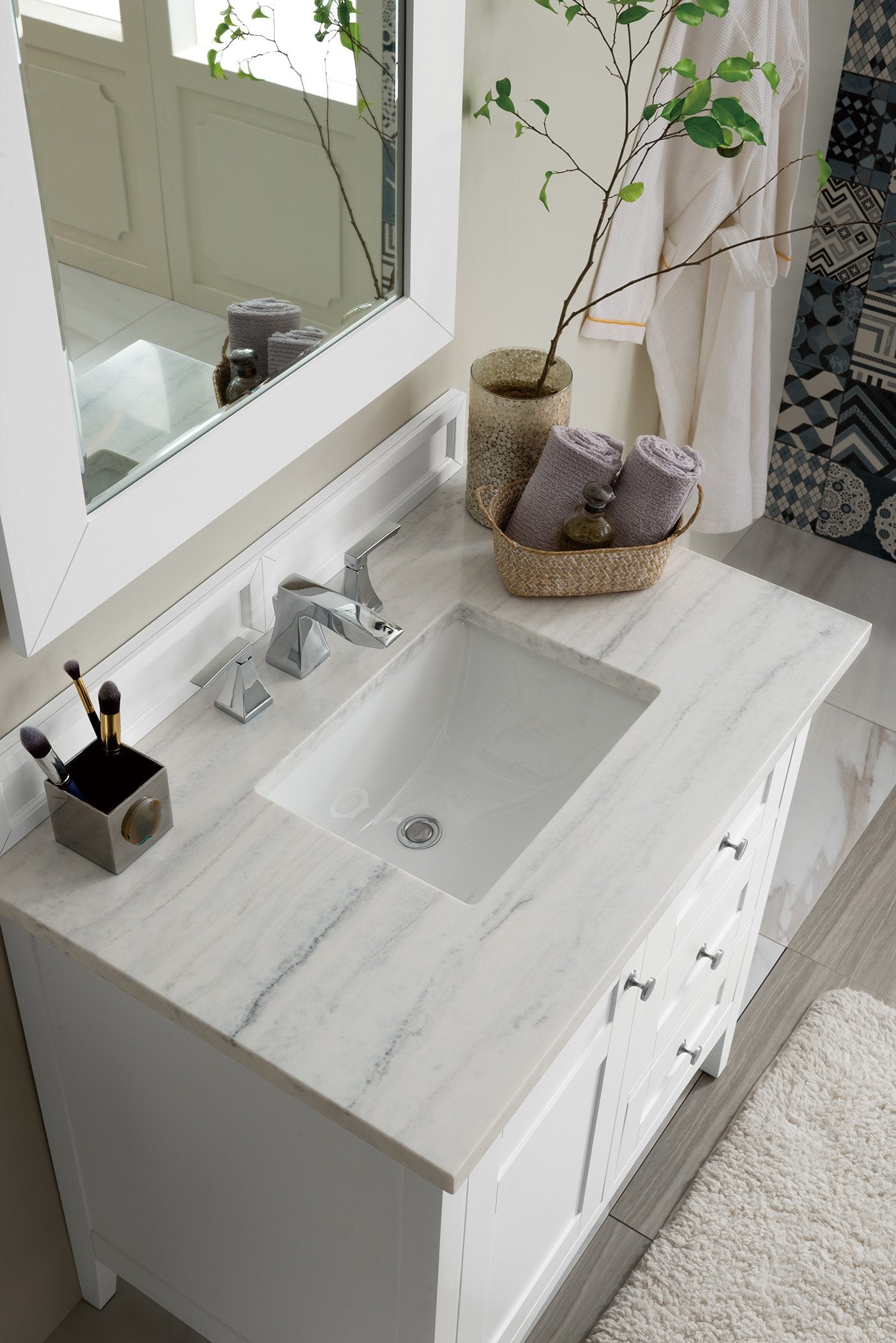 36" Palisades Bright White Single Bathroom Vanity, James Martin Vanities - vanitiesdepot.com