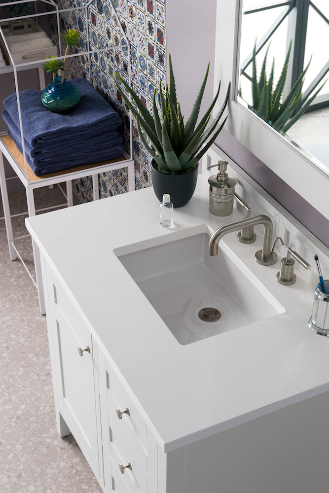 36" Palisades Single Bathroom Vanity, Bright White