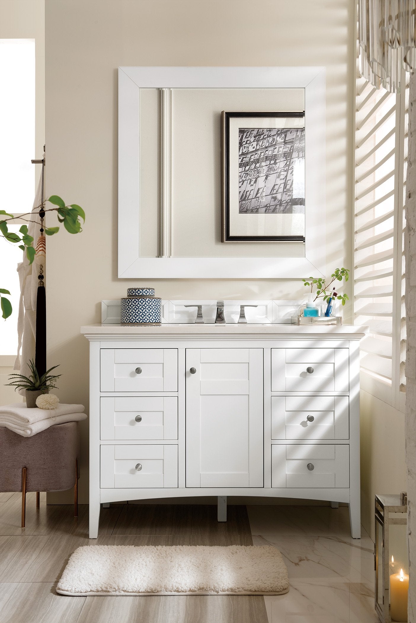 48" Palisades Bright White Single Bathroom Vanity, James Martin Vanities - vanitiesdepot.com