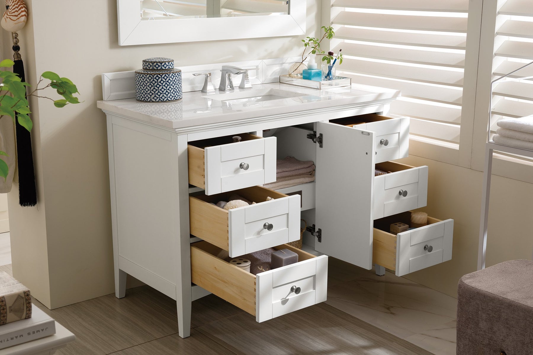 48" Palisades Bright White Single Bathroom Vanity, James Martin Vanities - vanitiesdepot.com