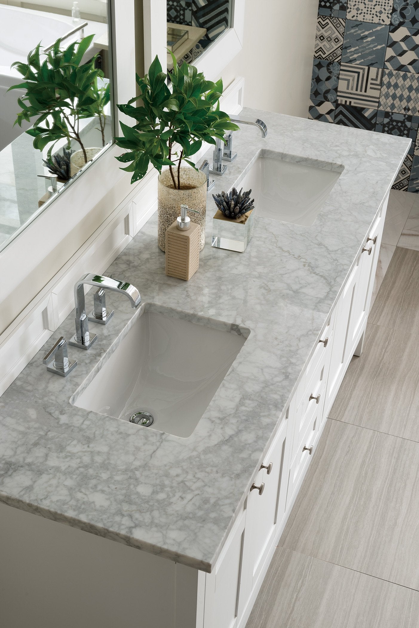 72" Palisades Bright White Double Bathroom Vanity, James Martin Vanities - vanitiesdepot.com