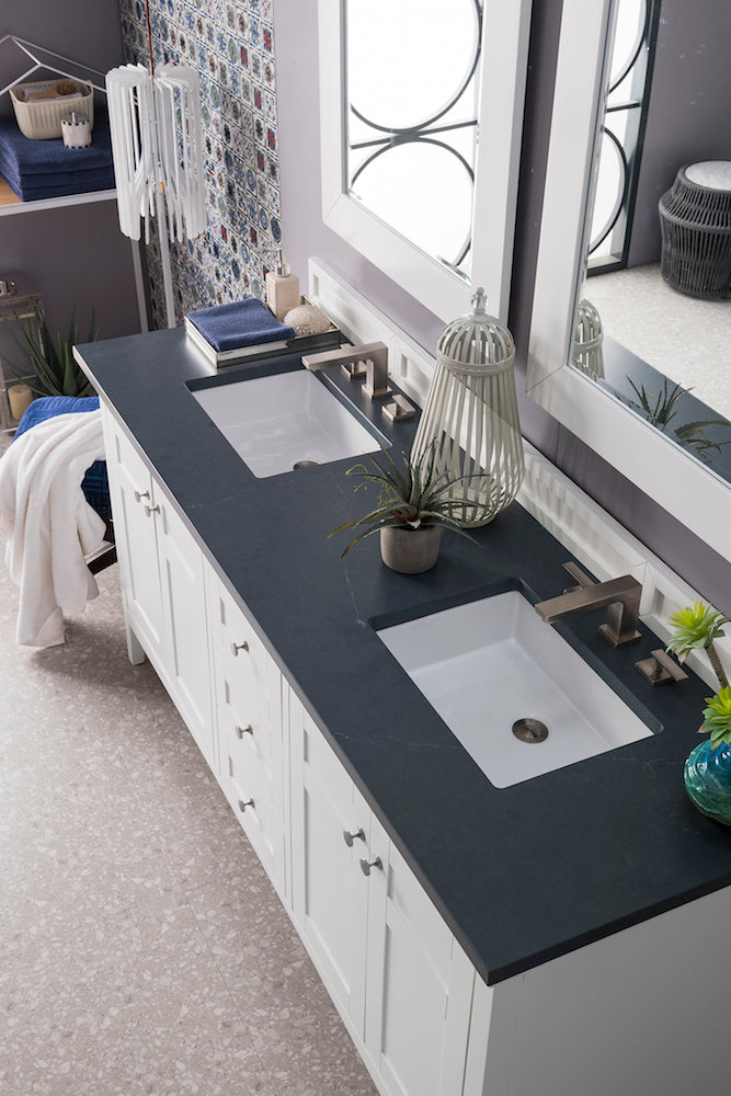72" Palisades Double Bathroom Vanity, Bright White