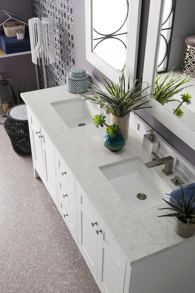 72" Palisades Double Bathroom Vanity, Bright White