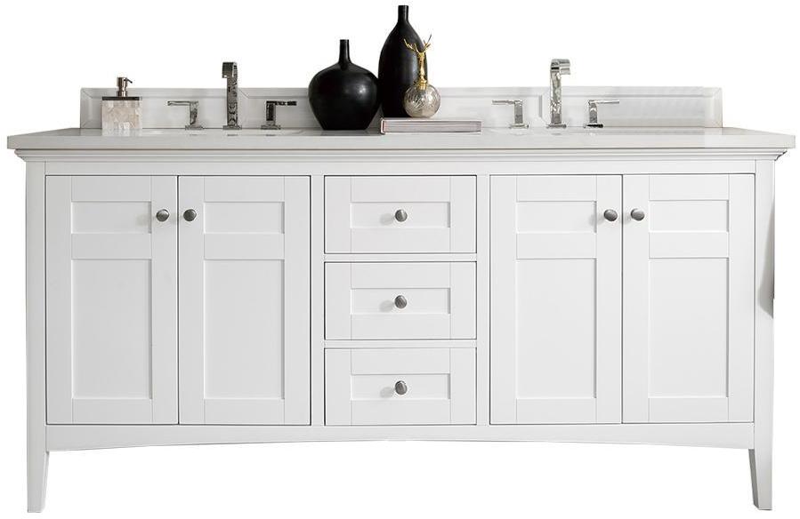 72" Palisades Bright White Double Bathroom Vanity, James Martin Vanities - vanitiesdepot.com