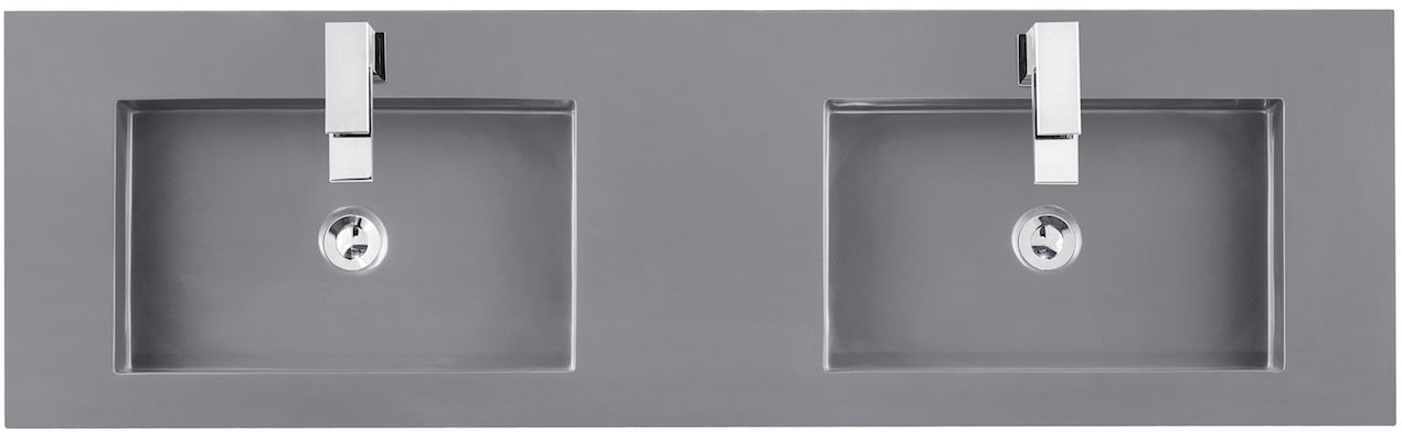59" Mercer Island Double Sink Bathroom Vanity, Ash Gray w/ Brushed Nickel