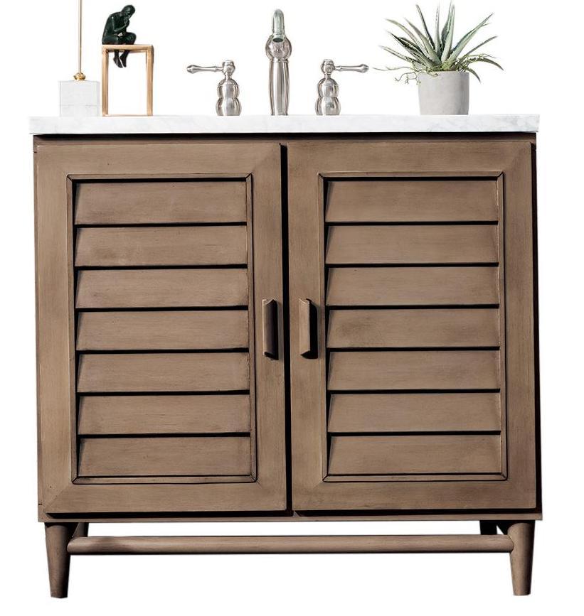 36" Portland Whitewashed Walnut Single Bathroom Vanity, James Martin Vanities - vanitiesdepot.com