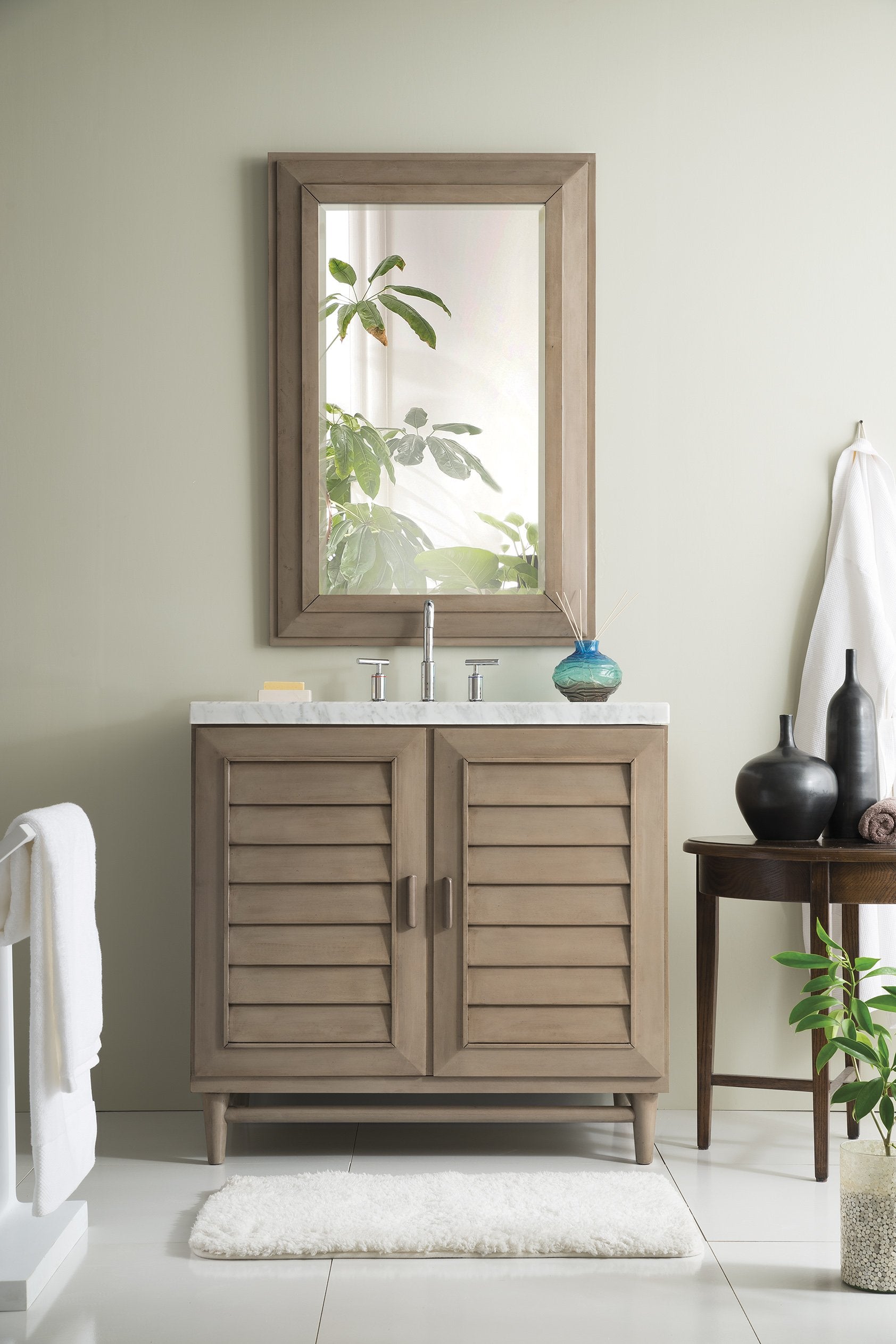 36" Portland Whitewashed Walnut Single Bathroom Vanity, James Martin Vanities - vanitiesdepot.com