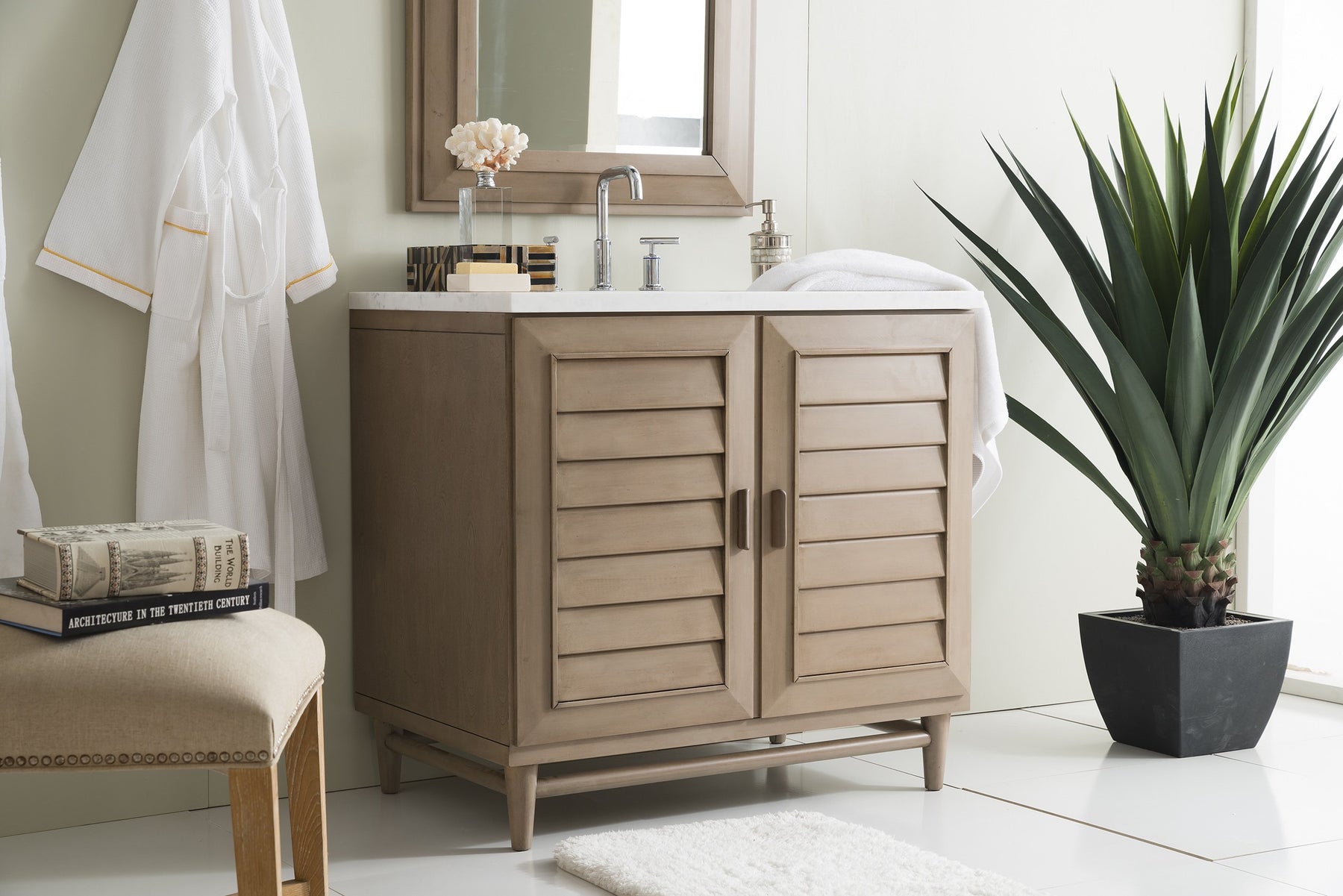 36" Portland Whitewashed Walnut Single Bathroom Vanity, James Martin Vanities - vanitiesdepot.com