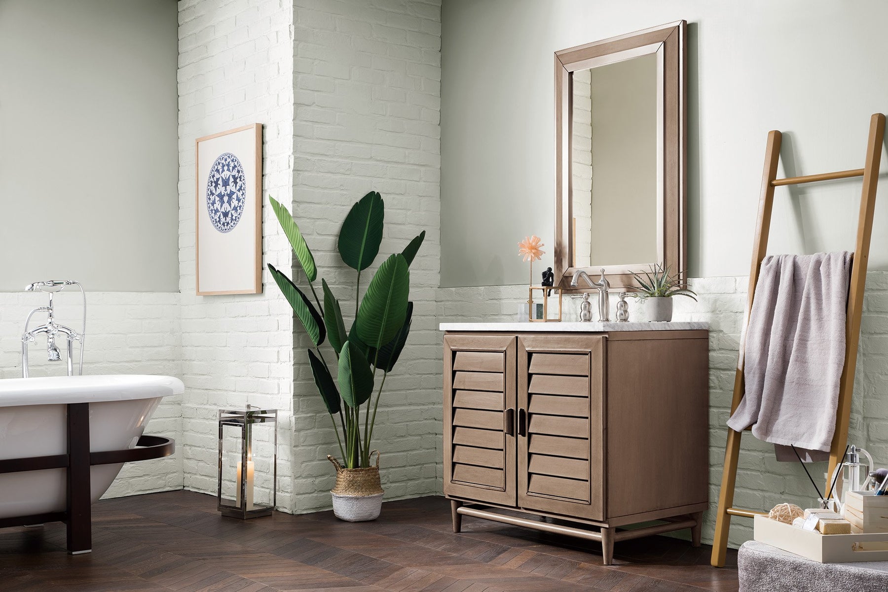 36" Portland Whitewashed Walnut Single Bathroom Vanity, James Martin Vanities - vanitiesdepot.com