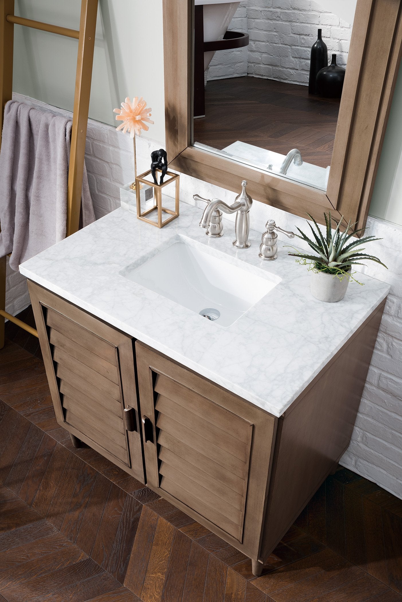 36" Portland Whitewashed Walnut Single Bathroom Vanity, James Martin Vanities - vanitiesdepot.com