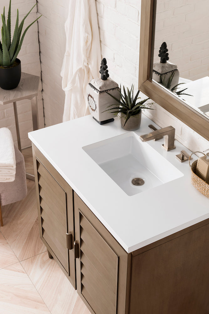 36" Portland Single Bathroom Vanity, Whitewashed Walnut