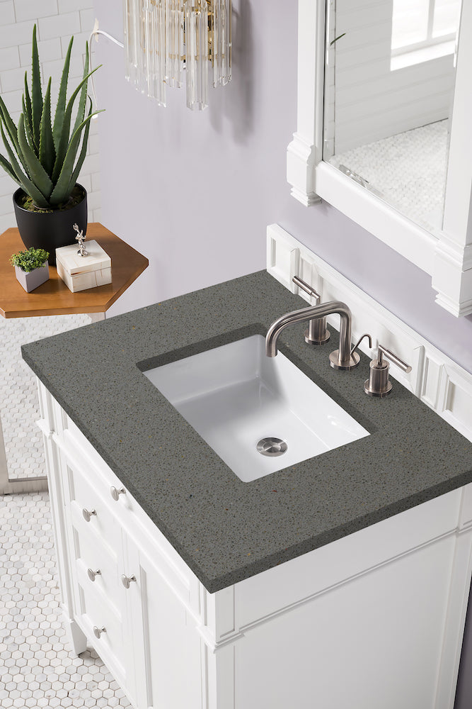 30" Brittany Single Sink Bathroom Vanity, Bright White