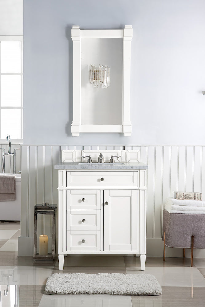30" Brittany Single Sink Bathroom Vanity, Bright White