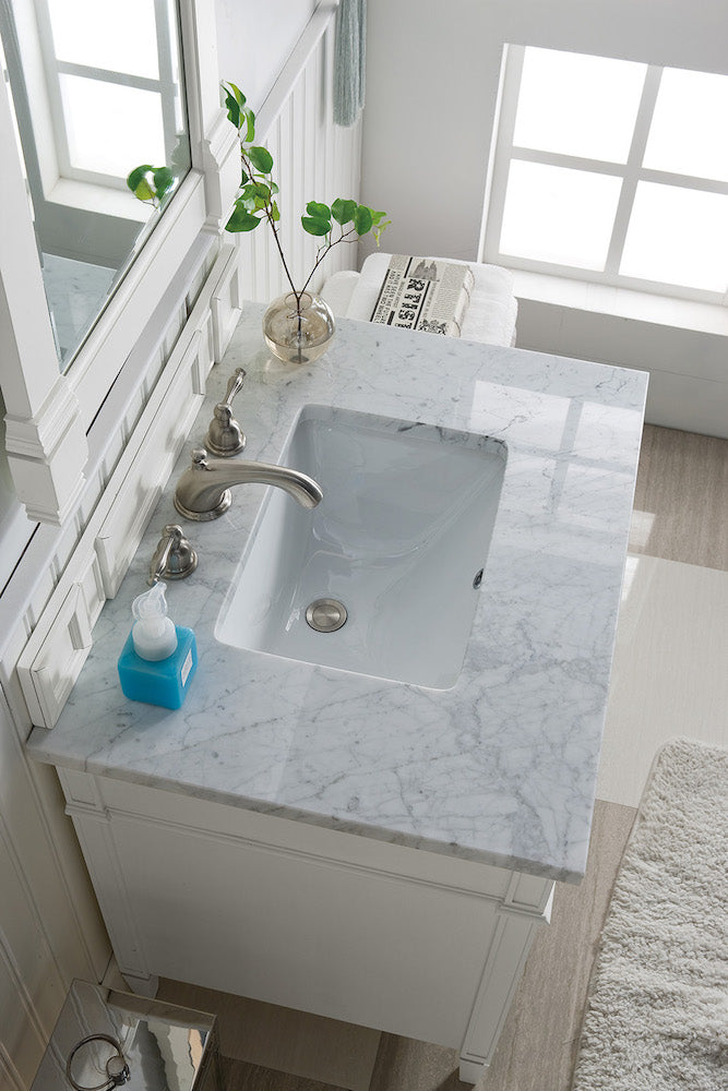 30" Brittany Single Sink Bathroom Vanity, Bright White