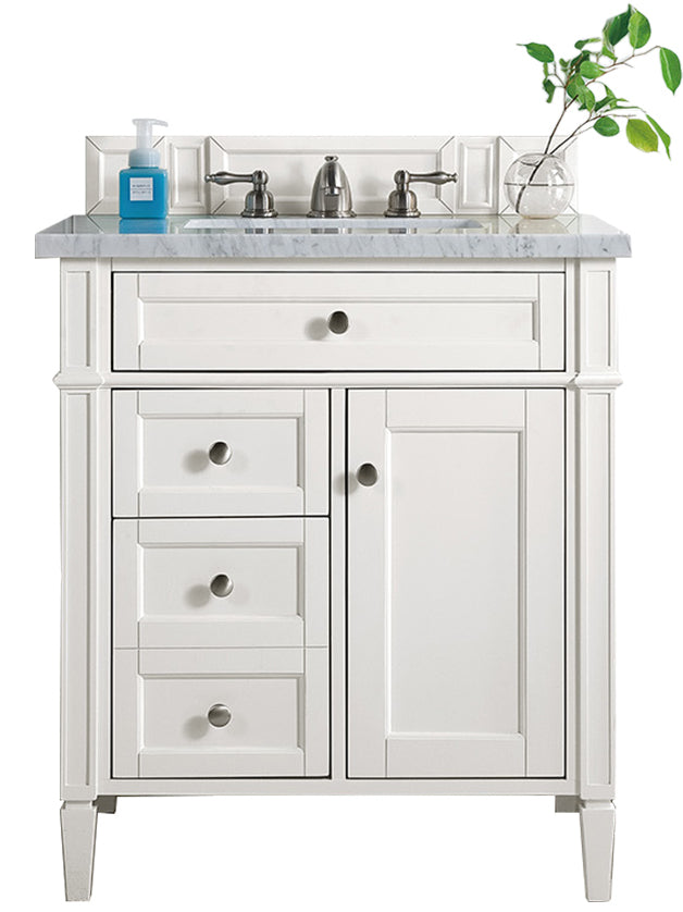 30" Brittany Single Sink Bathroom Vanity, Bright White