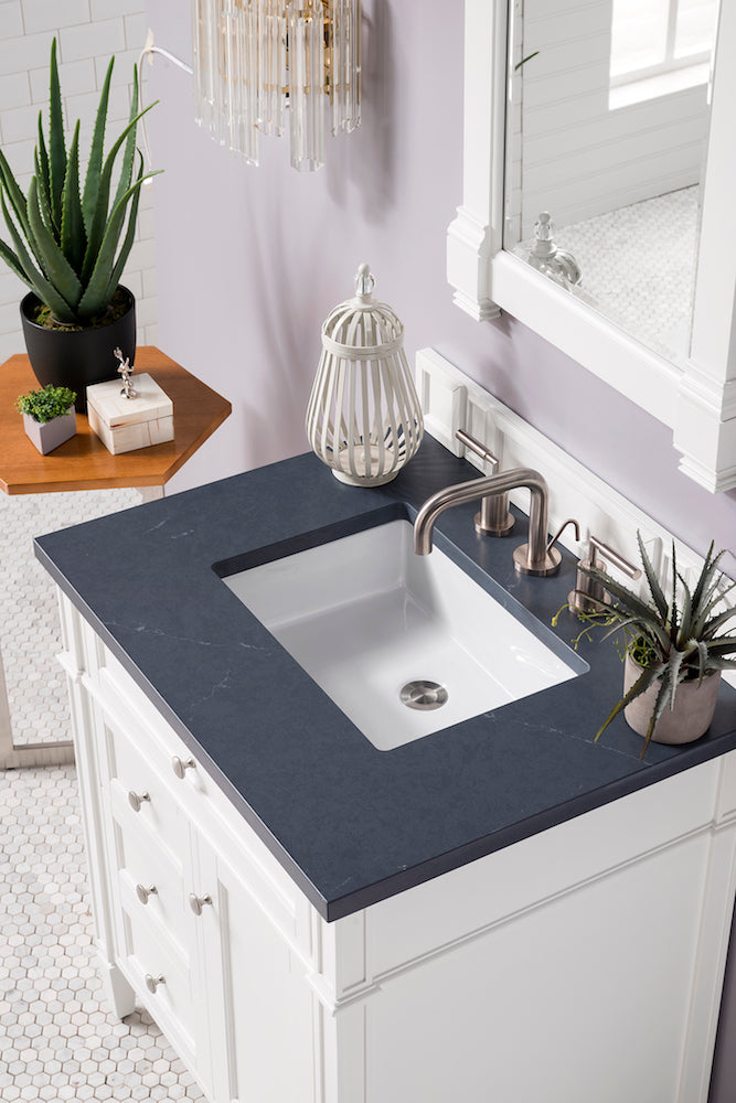 30" Brittany Single Sink Bathroom Vanity, Bright White