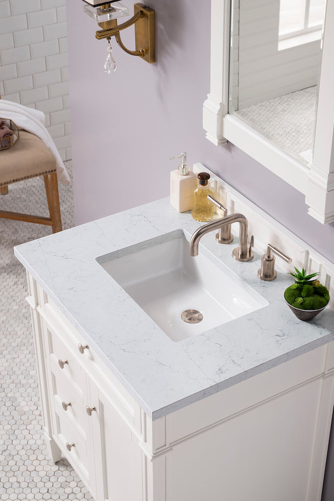30" Brittany Single Sink Bathroom Vanity, Bright White