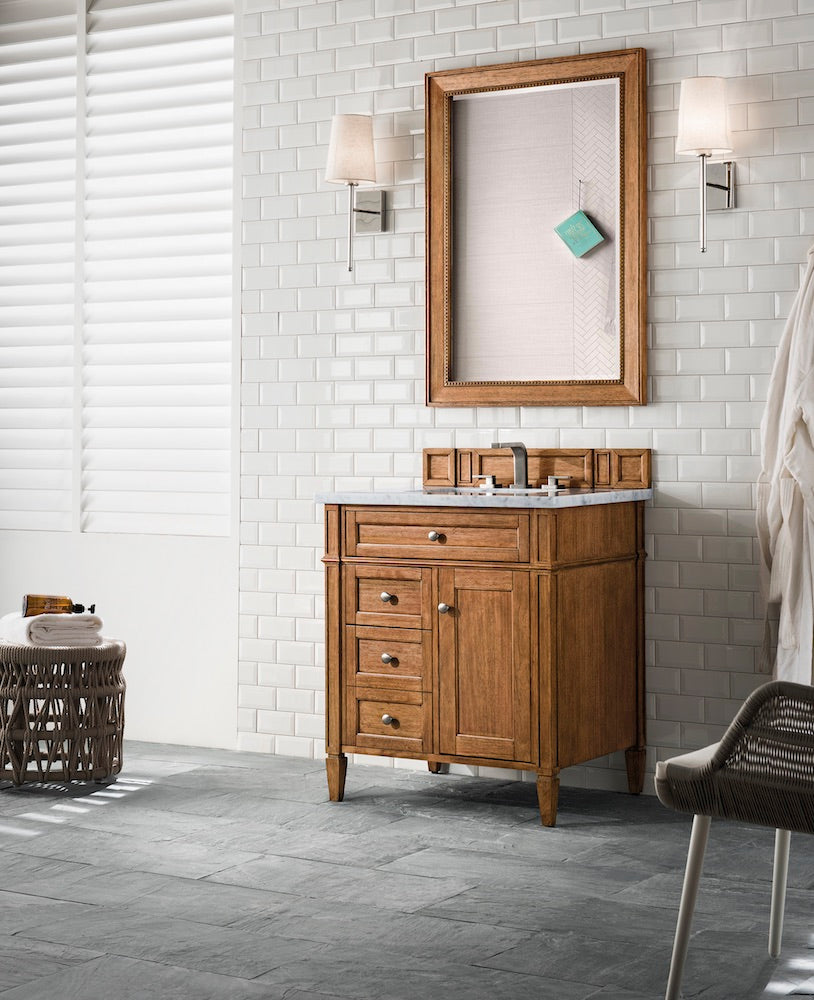 30" Brittany Single Sink Bathroom Vanity, Saddle Brown