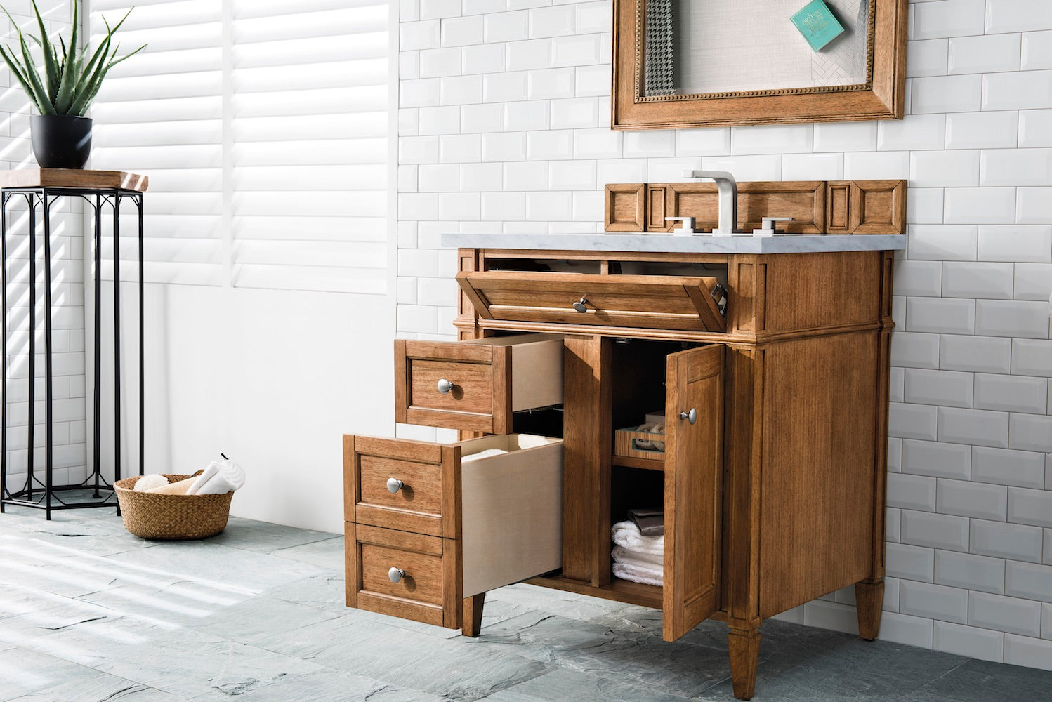 30" Brittany Single Sink Bathroom Vanity, Saddle Brown