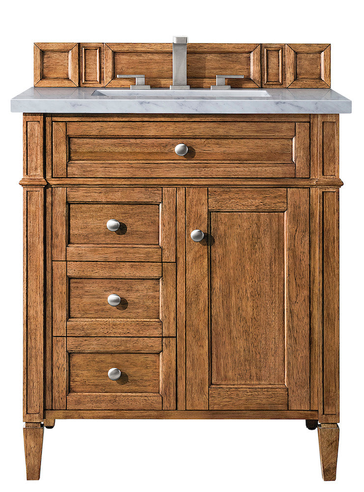 30" Brittany Single Sink Bathroom Vanity, Saddle Brown