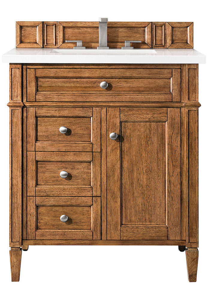30" Brittany Single Sink Bathroom Vanity, Saddle Brown