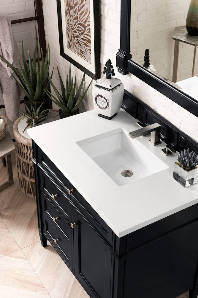 36" Brittany Single Bathroom Vanity, Black Onyx