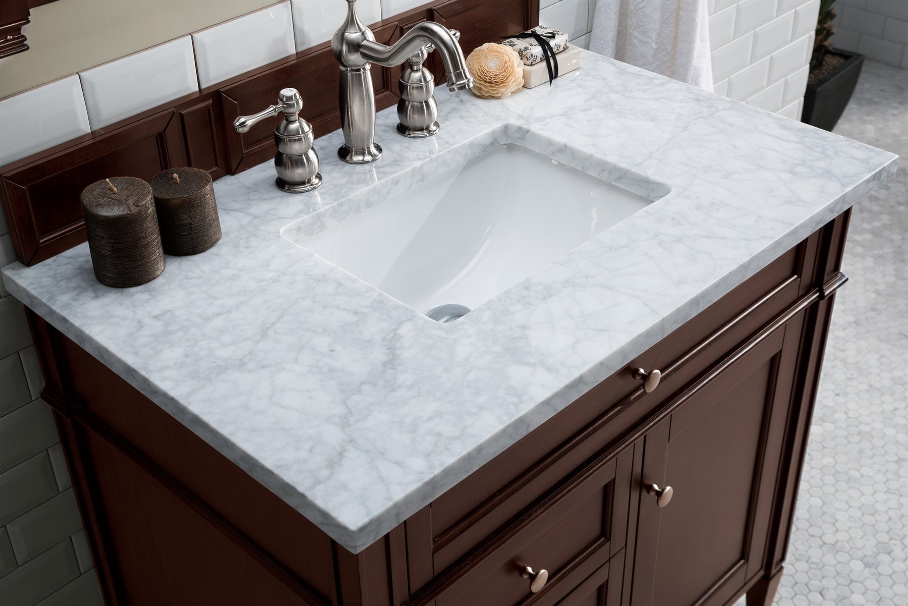 36" Brittany Burnished Mahogany Single Bathroom Vanity, James Martin Vanities - vanitiesdepot.com