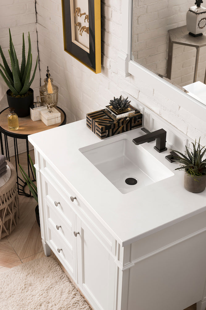 36" Brittany Single Bathroom Vanity, Bright White