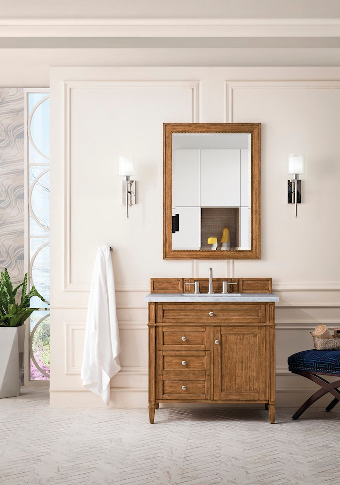 36" Brittany Single Bathroom Vanity, Saddle Brown