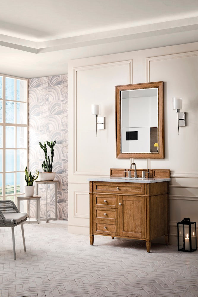 36" Brittany Single Bathroom Vanity, Saddle Brown
