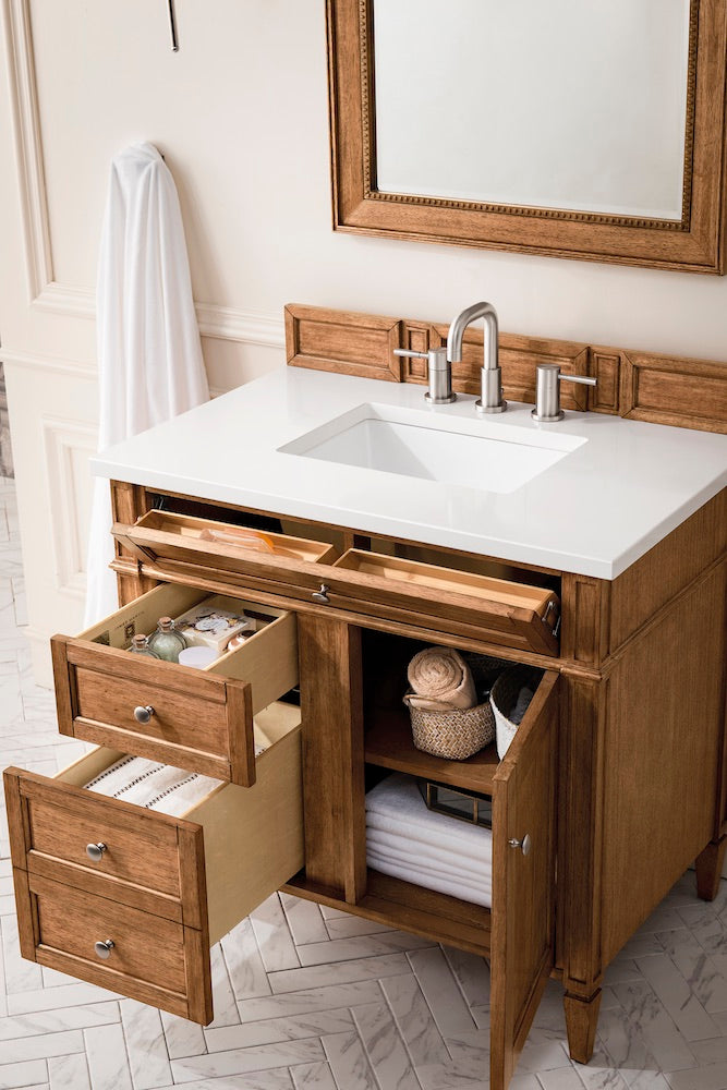 36" Brittany Single Bathroom Vanity, Saddle Brown