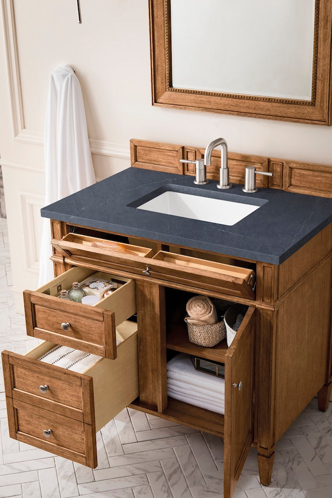 36" Brittany Single Bathroom Vanity, Saddle Brown