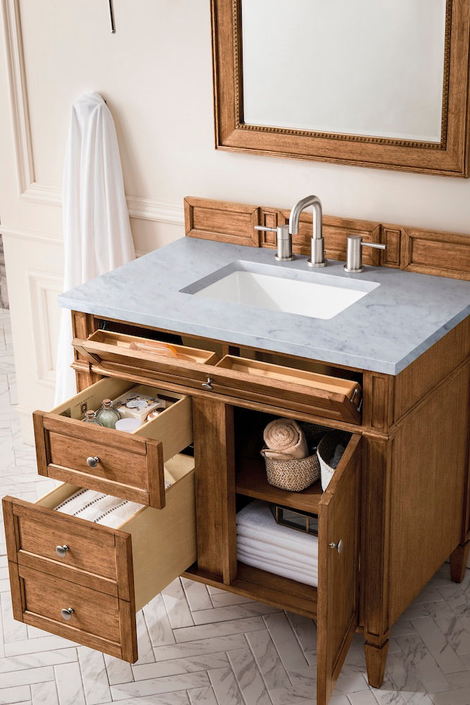 36" Brittany Single Bathroom Vanity, Saddle Brown