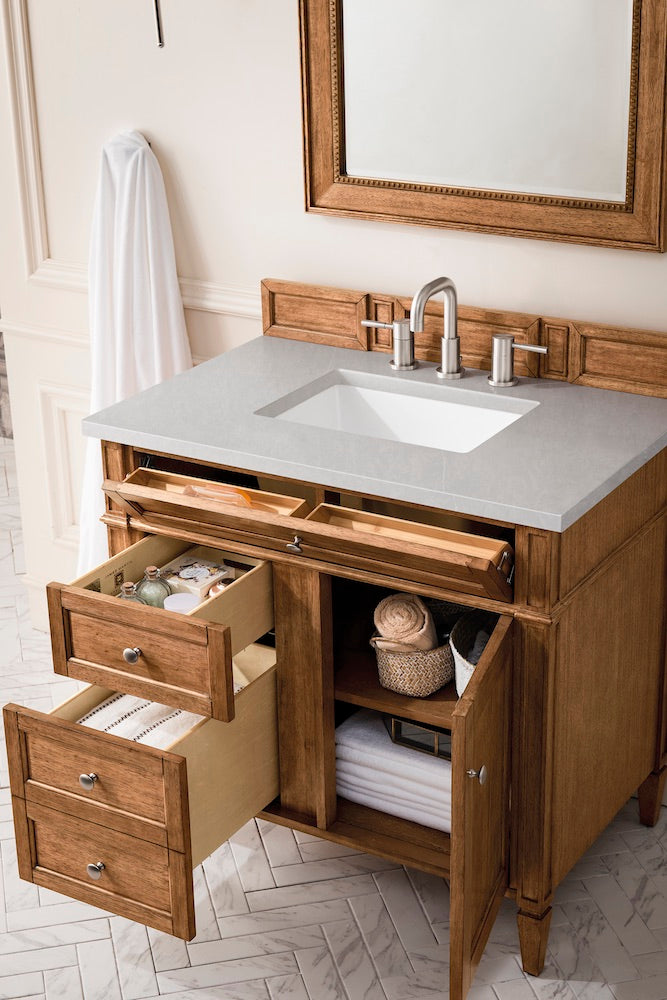 36" Brittany Single Bathroom Vanity, Saddle Brown