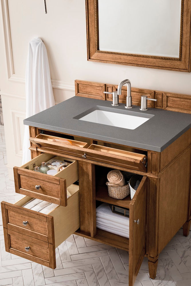 36" Brittany Single Bathroom Vanity, Saddle Brown