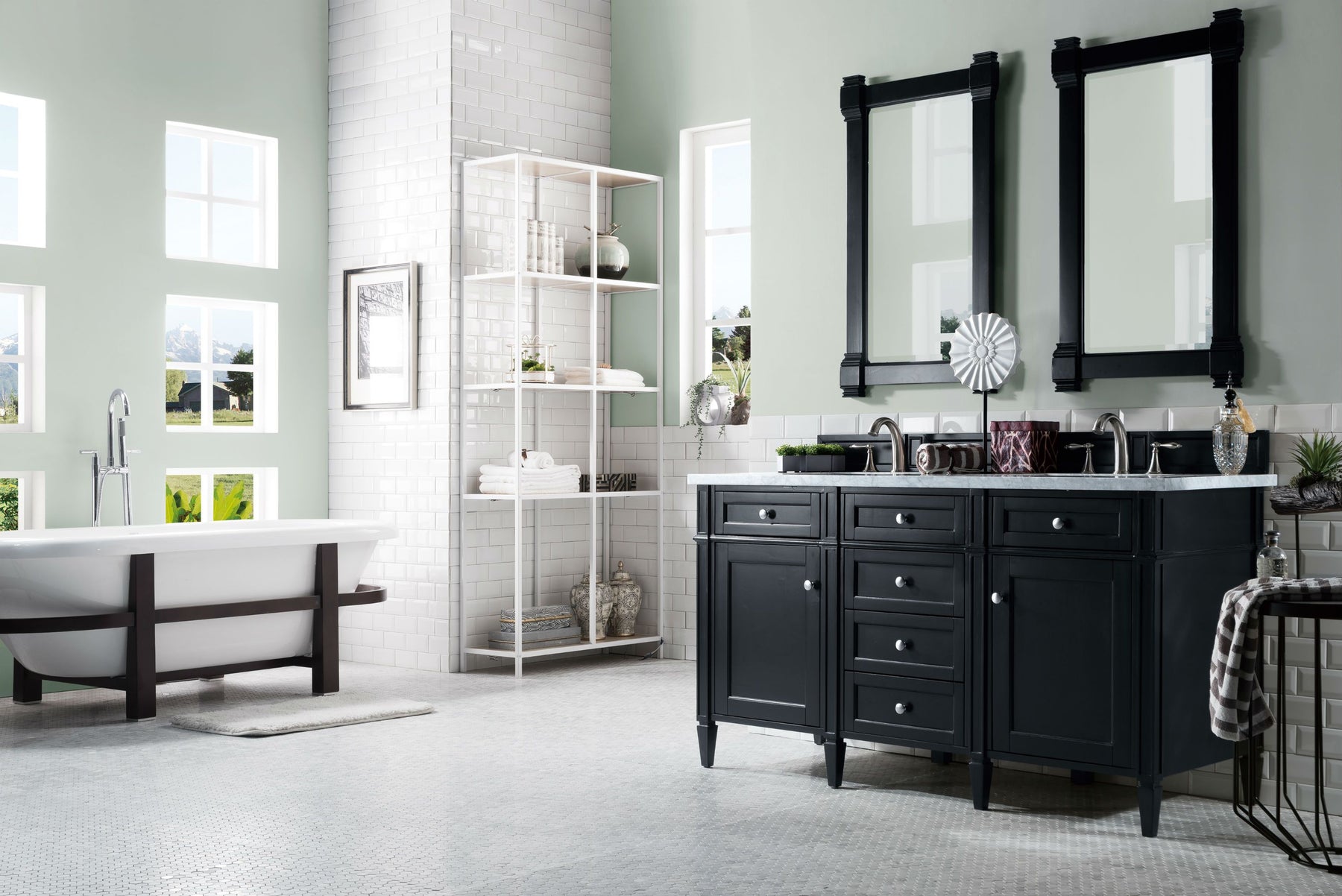 60" Brittany Double Bathroom Vanity Black Onyx, James Martin Vanities - vanitiesdepot.com