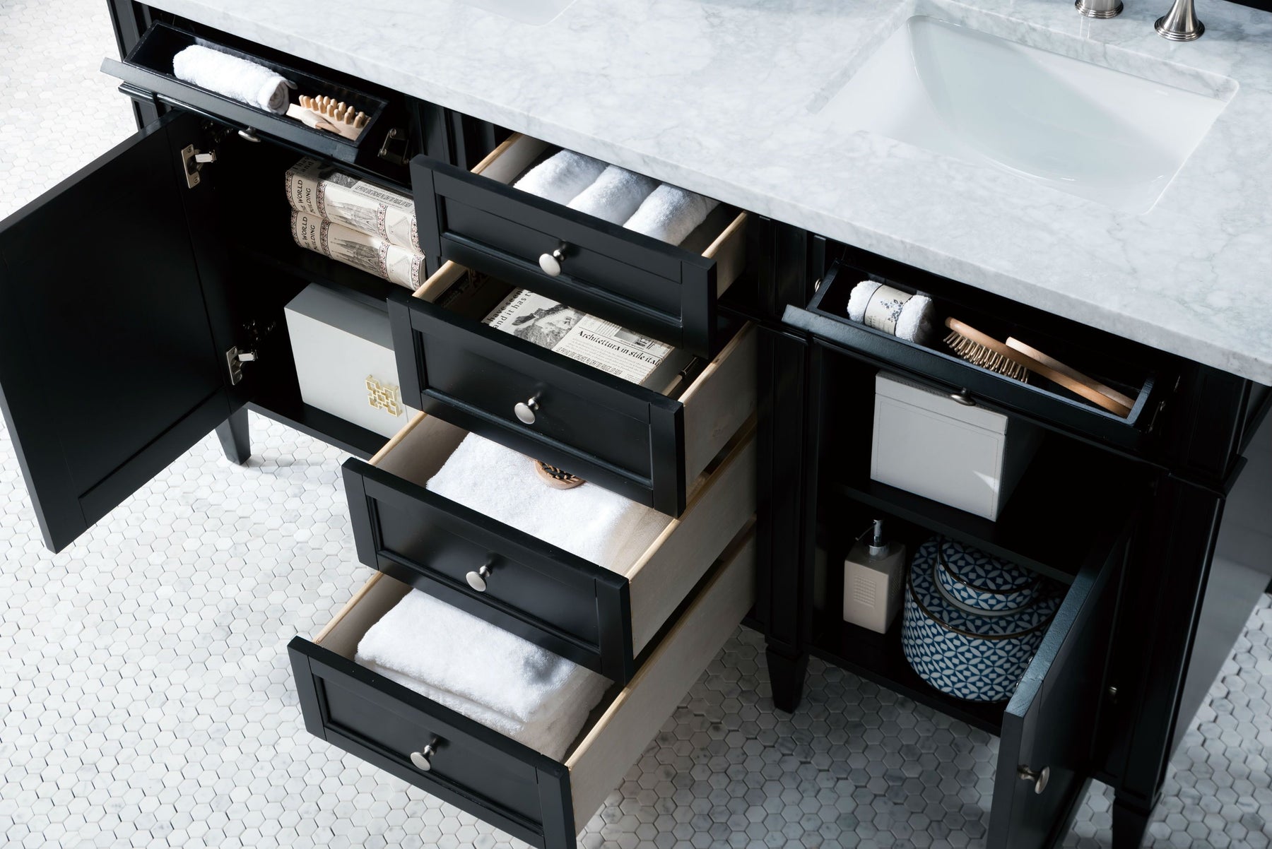 60" Brittany Double Bathroom Vanity Black Onyx, James Martin Vanities - vanitiesdepot.com