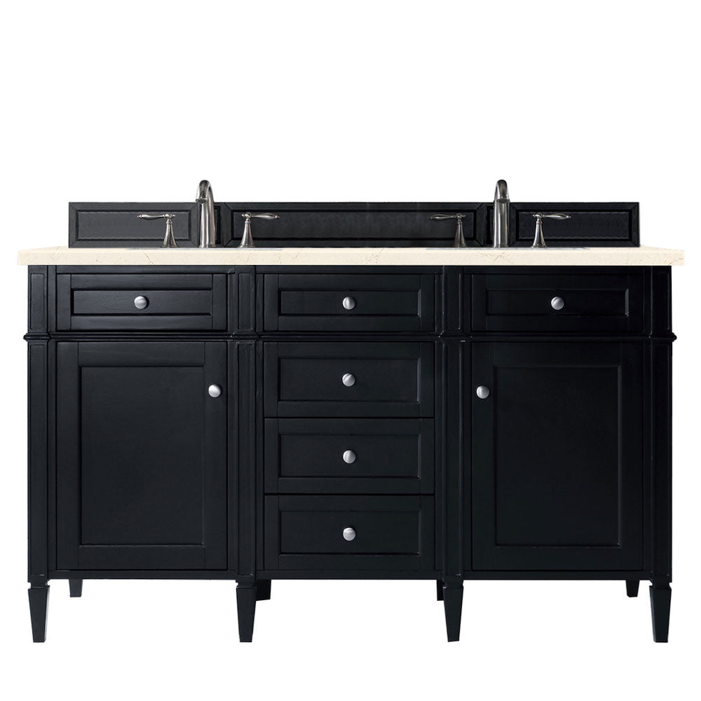 60" Brittany Double Bathroom Vanity, Black Onyx