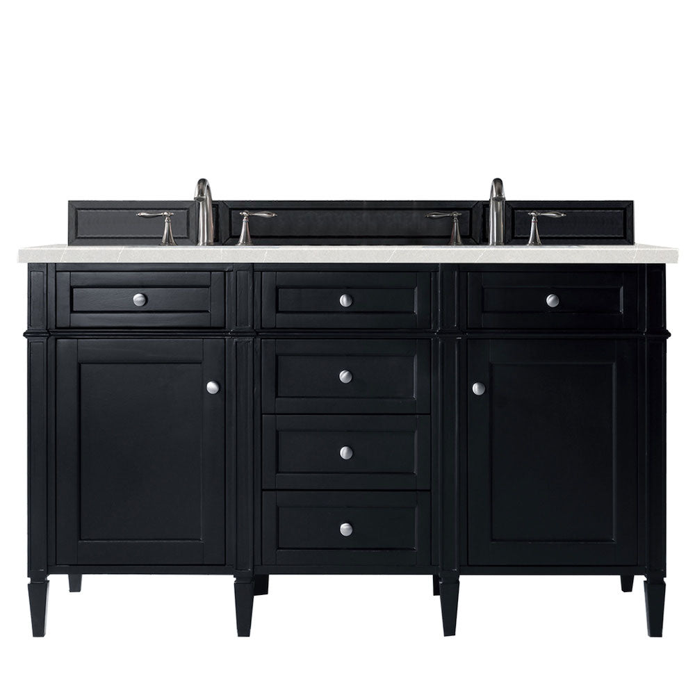 60" Brittany Double Bathroom Vanity, Black Onyx