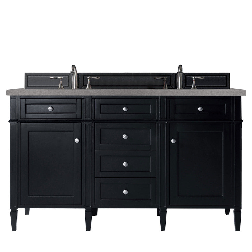 60" Brittany Double Bathroom Vanity, Black Onyx