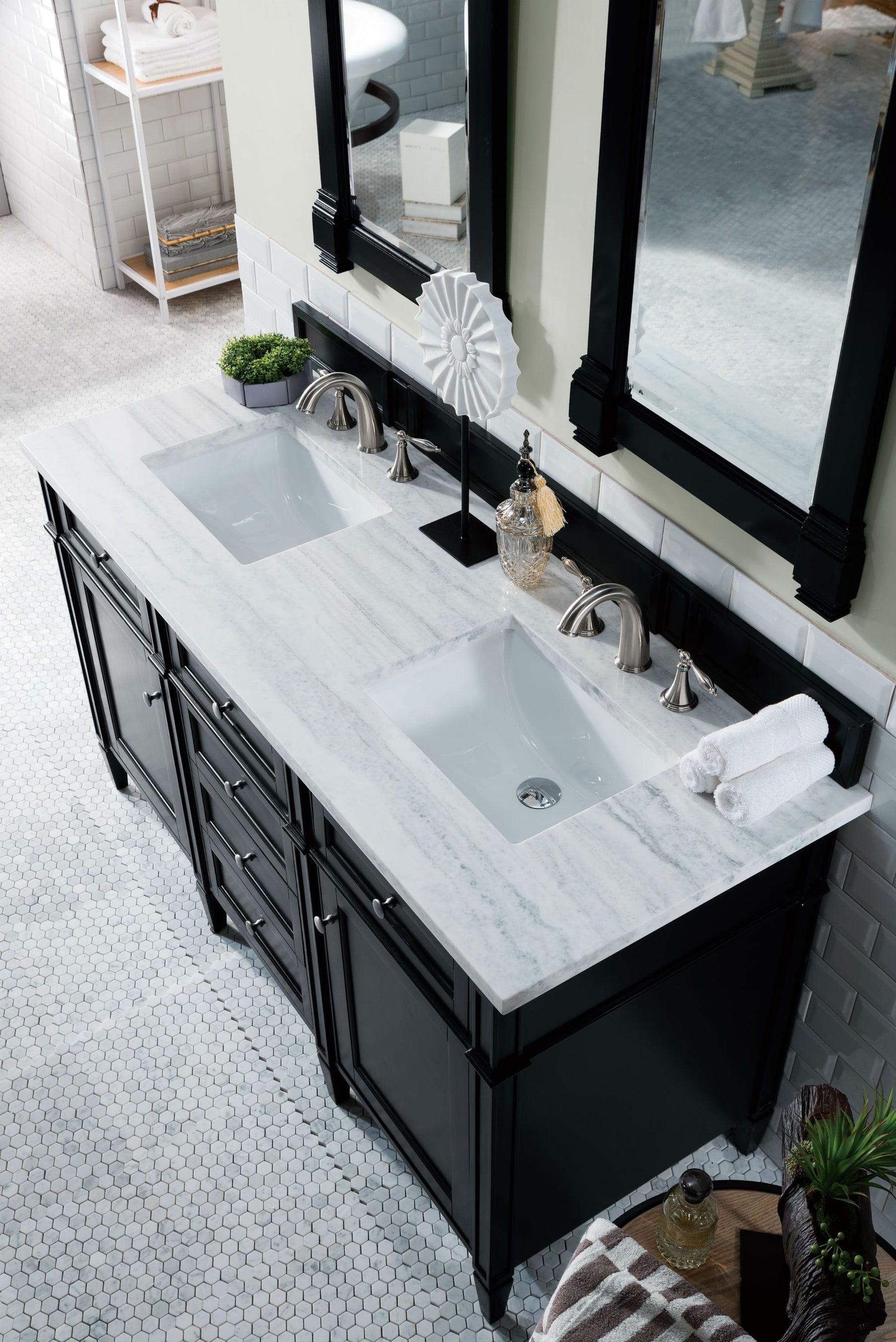 60" Brittany Double Bathroom Vanity Black Onyx, James Martin Vanities - vanitiesdepot.com