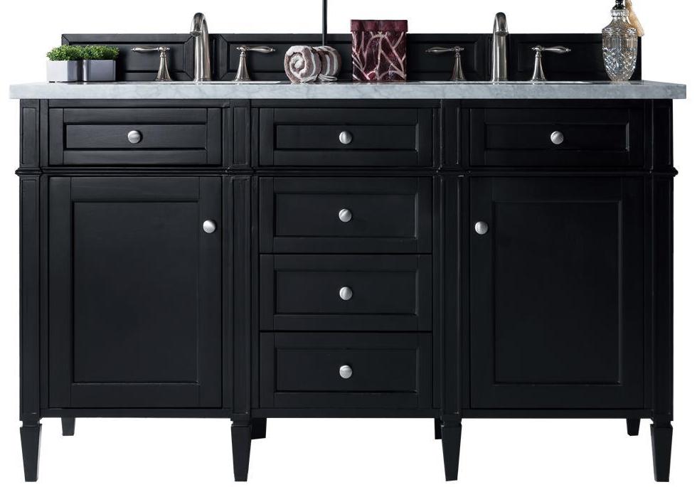 60" Brittany Double Bathroom Vanity Black Onyx, James Martin Vanities - vanitiesdepot.com
