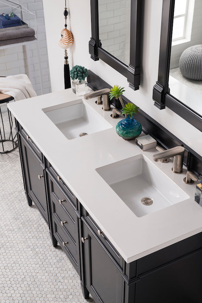 60" Brittany Double Bathroom Vanity, Black Onyx