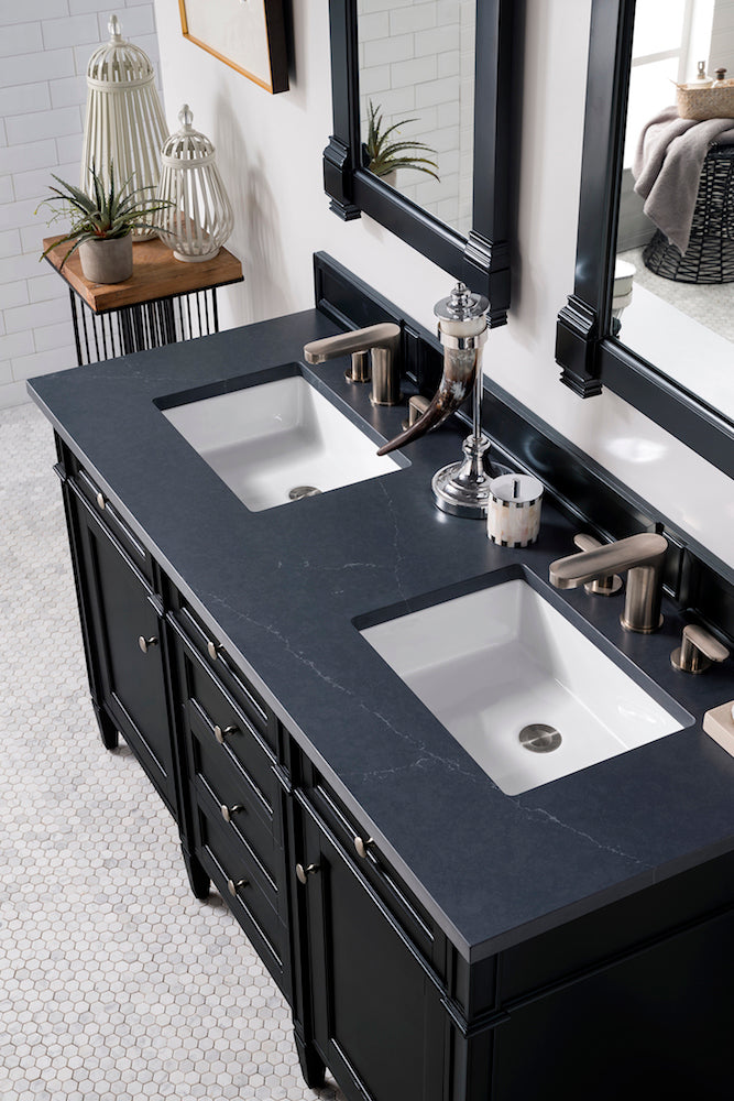 60" Brittany Double Bathroom Vanity, Black Onyx