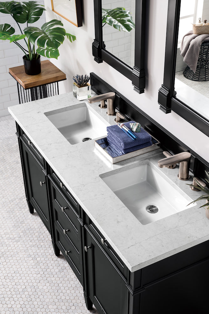 60" Brittany Double Bathroom Vanity, Black Onyx