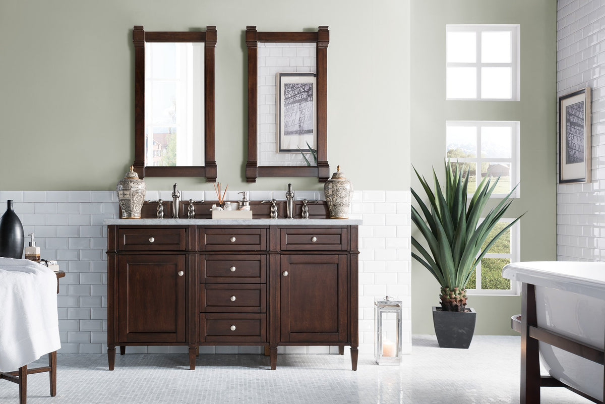 60" Brittany Double Bathroom Vanity Burnished Mahogany, James Martin Vanities - vanitiesdepot.com