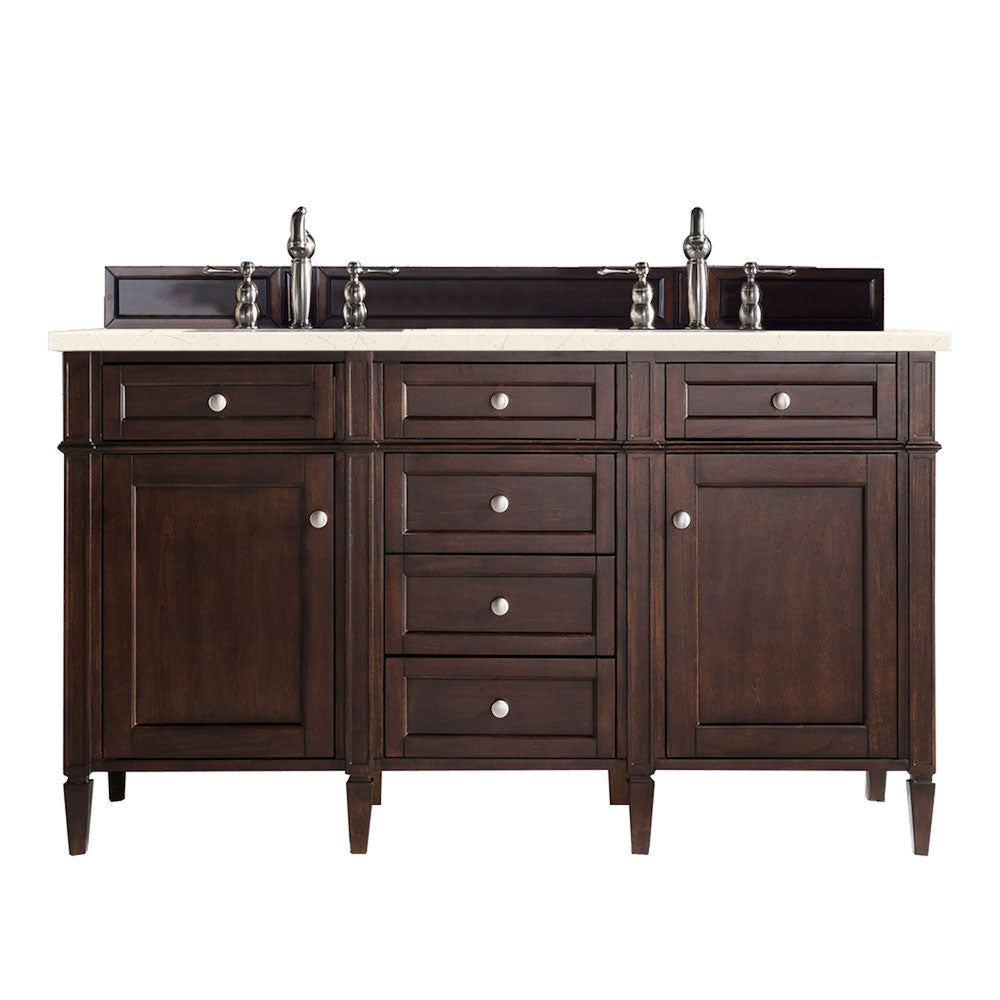 60" Brittany Double Bathroom Vanity, Burnished Mahogany